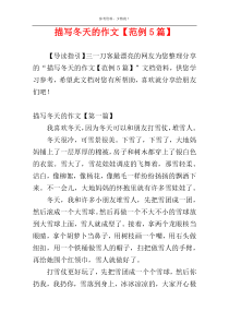 描写冬天的作文【范例5篇】