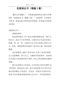 犯错保证书（精编3篇）