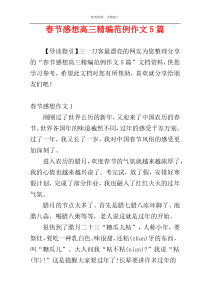 春节感想高三精编范例作文5篇