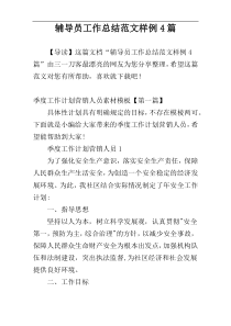辅导员工作总结范文样例4篇