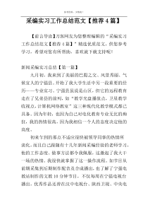 采编实习工作总结范文【推荐4篇】