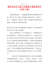 践行社会主义核心价值观心得体会范文（实用5篇）
