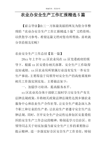 农业办安全生产工作汇报精选5篇