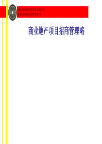 现代商业地产项目招商管理策略