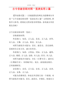 古今官级官职对照一览表实用2篇
