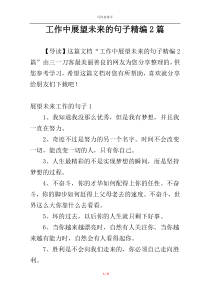 工作中展望未来的句子精编2篇