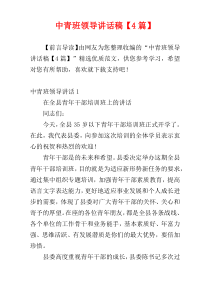 中青班领导讲话稿【4篇】
