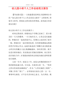 幼儿园小班个人工作总结范文报告