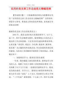 实用的党支部工作总结范文精编范例