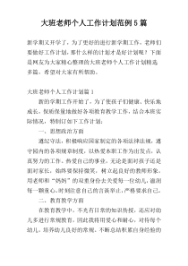 大班老师个人工作计划范例5篇