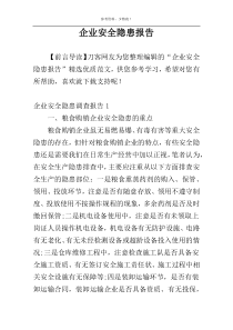 企业安全隐患报告