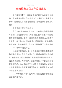 市精编班主任工作总结范文