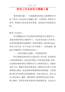 财务工作总结范文精编5篇