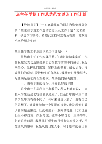 班主任学期工作总结范文以及工作计划