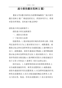 战斗报告题目范例(2篇)