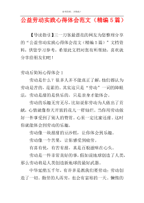 公益劳动实践心得体会范文（精编5篇）
