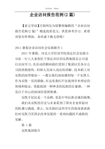 企业访问报告范例(2篇)