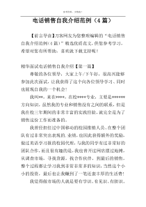 电话销售自我介绍范例（4篇）