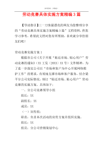 劳动竞赛具体实施方案精编3篇