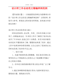 设计师工作总结范文精编样例范例