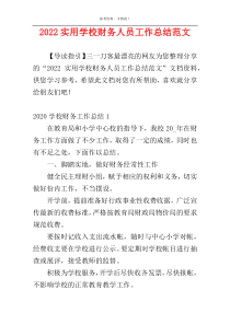 2022实用学校财务人员工作总结范文