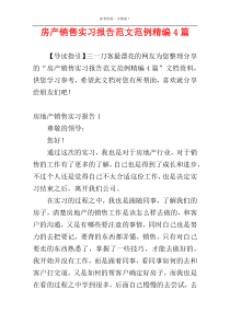 房产销售实习报告范文范例精编4篇