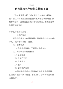 研究报告五年级作文精编3篇