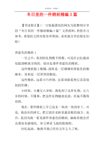 冬日里的一件棉袄精编3篇