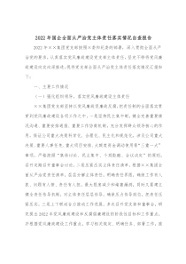 2022年国企全面从严治党主体责任落实情况自查报告