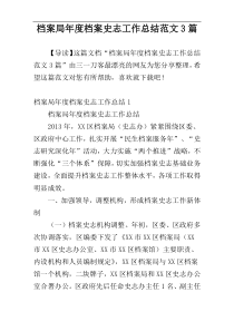档案局年度档案史志工作总结范文3篇
