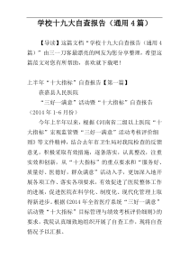 学校十九大自查报告（通用4篇）