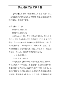 绩效考核工作汇报3篇