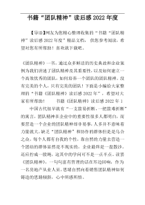 书籍“团队精神”读后感2022年度