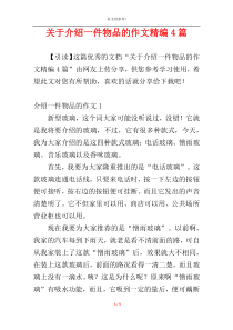 关于介绍一件物品的作文精编4篇