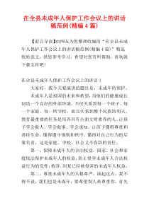 在全县未成年人保护工作会议上的讲话稿范例(精编4篇)