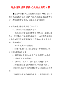 财务情况说明书格式共集合通用4篇