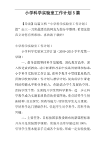 小学科学实验室工作计划5篇
