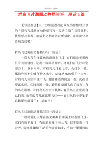 群鸟飞过湖面动静描写写一段话5篇