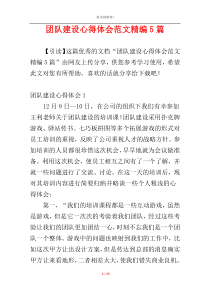 团队建设心得体会范文精编5篇