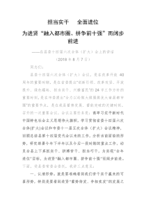 每日范文在县委扩大会议上的讲话担当实干全面进位