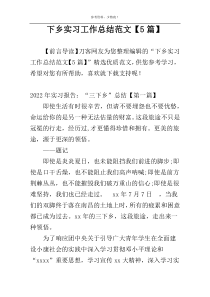 下乡实习工作总结范文【5篇】