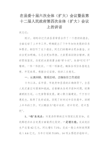 每日范文在县委xx次全体会议暨县政府xx次全体会议上的讲话