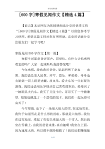 [600字]寒假见闻作文【精选4篇】