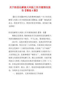 关于防范化解重大风险工作开展情况报告【精选4篇】