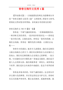 青春无悔作文优秀4篇