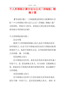 个人所得税计算方法与公式「详细版」精编3篇