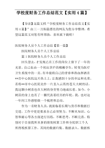 学校度财务工作总结范文【实用4篇】
