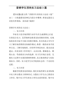 营销学生顶岗实习总结3篇