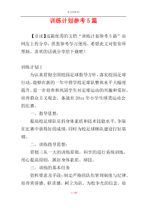 训练计划参考5篇