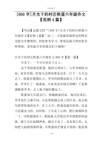 [800字]月光下的村庄铁蛋六年级作文【范例4篇】